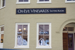 The outside of the Ox-Eye vineyard in downtown Staunton.  It inhabits an old railroad building.