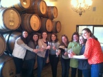 Cheers!  In the barrel room of The Winery at La Grange