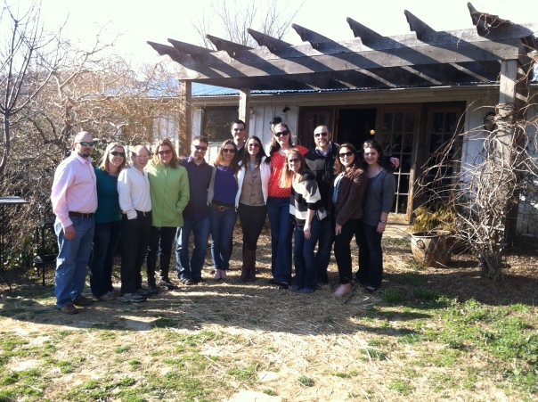 Our wine tasting mini reunion, outside of The Barn at Aspen Dale winery
