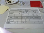 The spreadsheet we were given to record our pairings