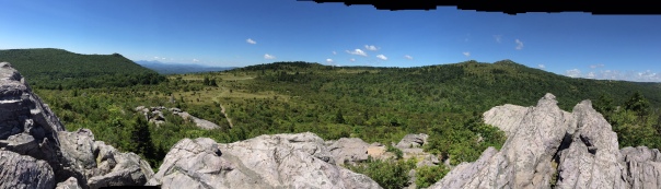 A pano at the top of the rock scramble along the Rhododendron Trail. It was our spot for lunch!